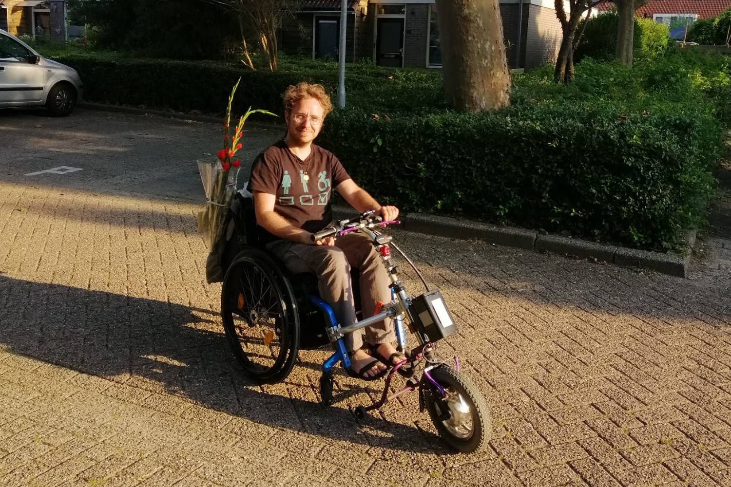 Jochem aan het eind van de rit met gladiool. (Foto: Daimon)